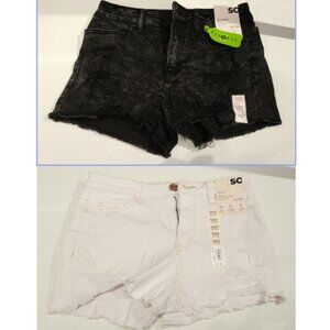 2 pairs SO shortie high rise shorts, size 5/27, black, white